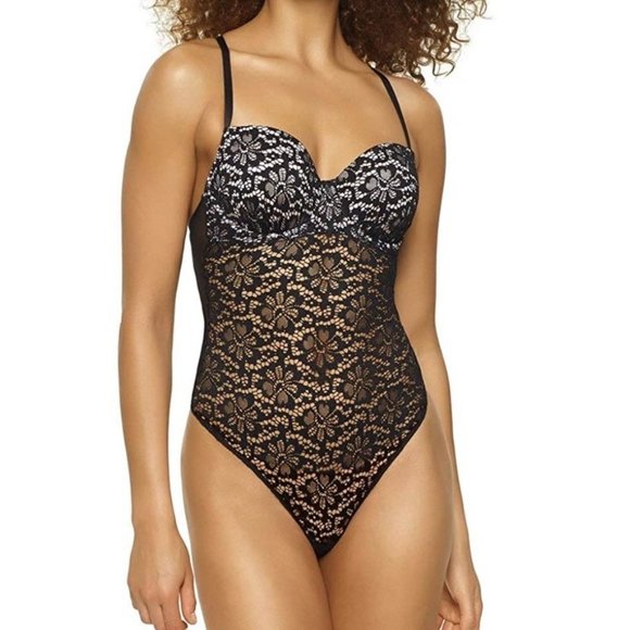 Tops - Black Sexy Lace Thong Bodysuit S